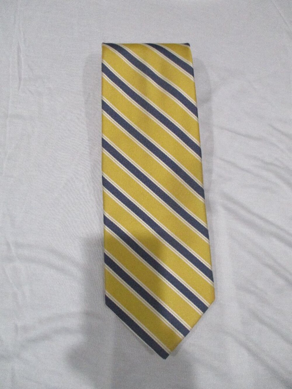 Brooks Brothers 346 Pure Silk Tie Preppy Yellow / Blue Stripe